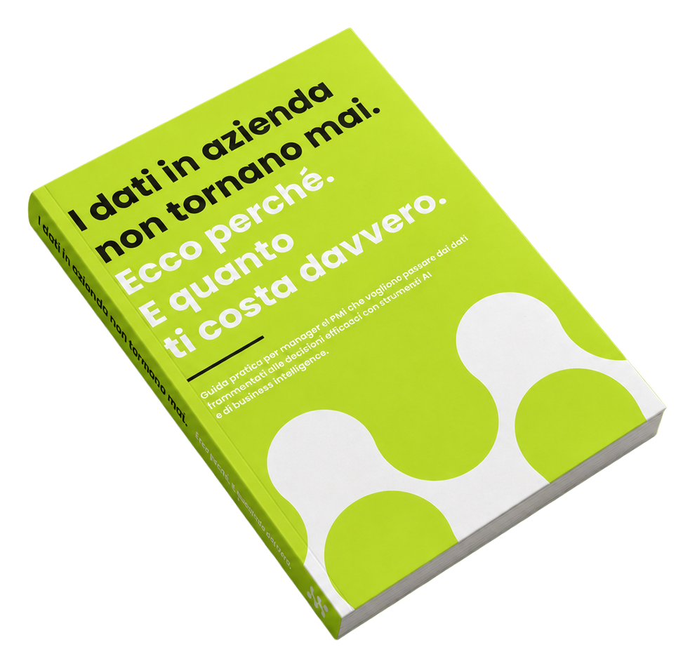 Copertina dell'Ebook di MetricMate intitolato "I dati non tornano mai", una guida pratica all'analisi e al controllo di gestione per le PMI.
